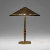 Bengt Karlby, Governor table lamp, model B146, 1956, patinated brass, teak
