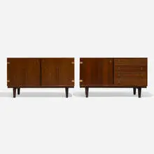 Cabinets, set of two by Peter Løvig Nielsen, c. 1965, rosewood, brass, sold Aug 2026