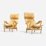 Bruno Mathsson, Pernilla 2 lounge chairs, pair