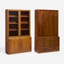 Kai Winding, Cabinets with hutches, set of two, c. 1965, rosewood, glass, brass