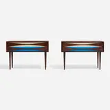 Niels Clausen, Nightstands, pair, c. 1960, rosewood, lacquered rosewood