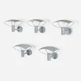 E.S. Horn, Outdoor sconces, set of five, galvanized steel, frosted glass