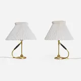 Kaare Klint, Tilting lamps model 306, pair, brass, paper shades, plastic
