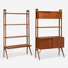 Kurt Østervig, Bookcases, set of two, c. 1965, teak, brass