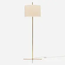 Floor lamp by Svend Aage Holm-Sørensen, c. 1950, brass, linen shade, sold Aug 2026