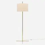 Floor lamp by Svend Aage Holm-Sørensen, c. 1950, brass, linen shade, sold Aug 2026