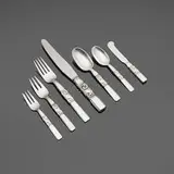 Georg Jensen, Scroll flatware service, model 22, sterling silver, stainless steel