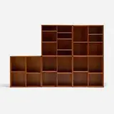 Bookcases, set of five by Hans Hove and Palle Petersen, c. 1960, teak, ebony, sold Aug 2026