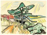 Karl Schmidt-Rottluff, Landschaft mit Baum