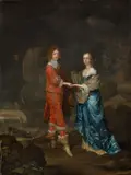 Peter Lely, Doppelportrait eines englischen Adeligen und seiner Gattin, Um 1650, Öl auf Holz