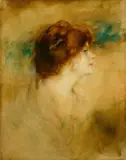 Franz von Lenbach, Rothaarige Frau im Profil nach rechts