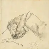 Rechte Hand mit Korbflasche by Adolph von Menzel, 1889, Bleistift, teilweise gewischt, auf Papier, sold Nov 2015