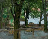 Waldemar Rösler, Biergarten in Bayern, Um 1907, Öl auf Leinwand