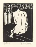 Kauernder Akt, vom Rücken gesehen – Das Modell 4 by Ernst Ludwig Kirchner, 1905, Holzschnitt auf Japan, sold Nov 2014
