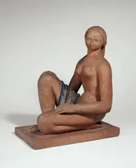 Hockende by Alfred Lörcher, 1927, Terracotta, teilweise farbig gefaßt. Höhe: 51 cm (20 ⅛ in.), sold Nov 2014