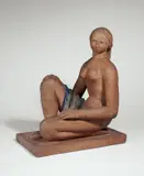 Alfred Lörcher, Hockende, 1927, Terracotta, teilweise farbig gefaßt. Höhe: 51 cm (20 ⅛ in.)