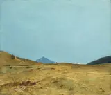 Toni (Anton) von Stadler, Alm vor zwei Berggipfeln, 1899, Öl auf Leinwand