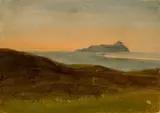 Der Monte Circeo im Abendlicht by Johann Heinrich Schilbach, Um 1828, Öl auf Papier, sold Nov 2015