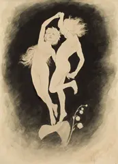 Fidus, Frei nach Diefenbach, Um 1894, Pinsel in Schwarz und Grau sowie Bleistift auf Papier