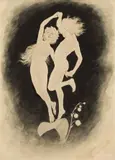 Fidus, Frei nach Diefenbach, Um 1894, Pinsel in Schwarz und Grau sowie Bleistift auf Papier