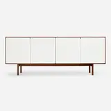 Florence Knoll, Cabinet, model 541, 1952, walnut, lacquered wood, polished aluminum