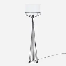 Tony Paul, Floor lamp, c. 1955, enameled steel, linen