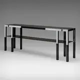 Jean-Michel Wilmotte, Prototype console, 1993, lacquered wood, chrome-plated steel, leather