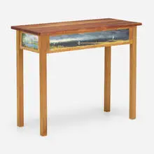 Roy McMakin, Untitled side table, 1980, pine, cherry, acrylic on wood construction