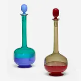 Gio Ponti, Morandiane bottles with stoppers, model 4491, pair, c. 1948-52, Murano glass