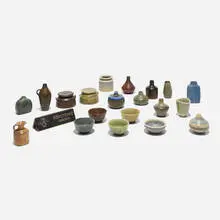 Collection of twenty miniature vessels by Carl-Harry Stålhane, c. 1955, glazed stoneware, sold Aug 2026