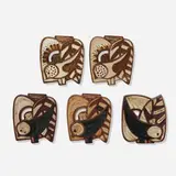 Noomi Backhausen, Collection of five bird tiles, c. 1975, glazed stoneware