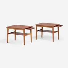 Tables, pair by Hans J. Wegner, c. 1955, teak, sold Aug 2026