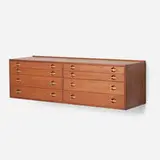 Hans J. Wegner, Wall-mounted cabinet, 1961, teak, brass