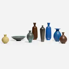 Collection of eight vessels by Berndt Friberg, c. 1944-1965, glazed stoneware, sold Aug 2026