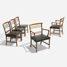 Ole Wanscher, Dining chairs, set of five, c. 1960, rosewood, leather upholstery