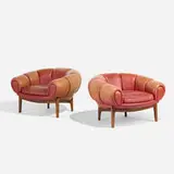 Illum Wikkelsø, Croissant lounge chairs, pair