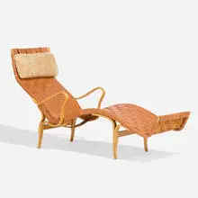 Bruno Mathsson, Pernilla 3 lounge chair, 1942 / 1965, leather, birch, sheepskin