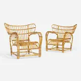 Viggo Boesen, Teddy lounge chairs, pair, 1936, rattan