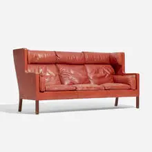 Børge Mogensen, Highback sofa, model 2193, c. 1965, leather, mahogany