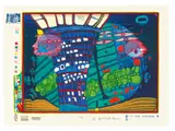 Look at it on a rainy day by Friedensreich Hundertwasser, 1971, Original-Holzkassette mit 10 Farbserigraphien auf verschiedenen Papieren, sold Nov 2015