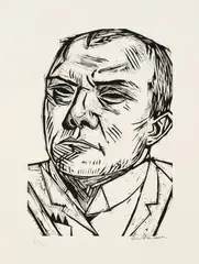 Selbstbildnis by Max Beckmann, 1922, Holzschnitt auf Bütten, sold Jun 2015