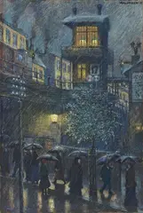 Regen by Hans Baluschek, 1917, Gouache und Farbkreiden auf genarbtem Velin, sold Jun 2015