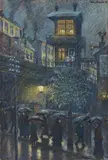Hans Baluschek, Regen, 1917, Gouache und Farbkreiden auf genarbtem Velin