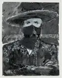 Daniel Richter, Man of poor Beginnings III, 2003, Öl und Bleistift auf 2 mit Kunststoffklebeband aneinandergefügten Blatt Papier