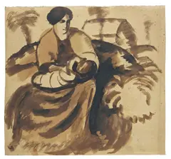 Mutter und Kind by August Macke, 1910, Tuschpinsel auf Papier, sold Jun 2016