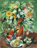 Franz Heckendorf, Blumenstilleben mit Früchten