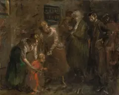 Fritz von Uhde, Studie zu „Und werdet wie die Kinder“ (Matthäus 18,3), Um 1884, Öl auf Leinwand