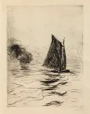 Emil Nolde, Segler und Rauch, 1910, Radierung auf Velin