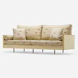 Gio Ponti, Sofa, c. 1950, I Morosi alla Finestra Maharam upholstery, leather, brass