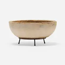 John Follis, Planter, c. 1955, bisque ceramic, wrought iron